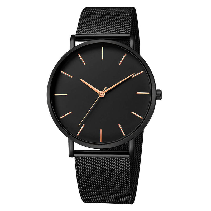 Relógio Minimalista Masculino Military ACE11 - Relógio Minimalista Masculino Military Casa Tech Loja Preto e Bronze 