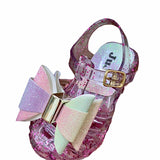Sandália Infantil Colorida Com Laço e Glitter