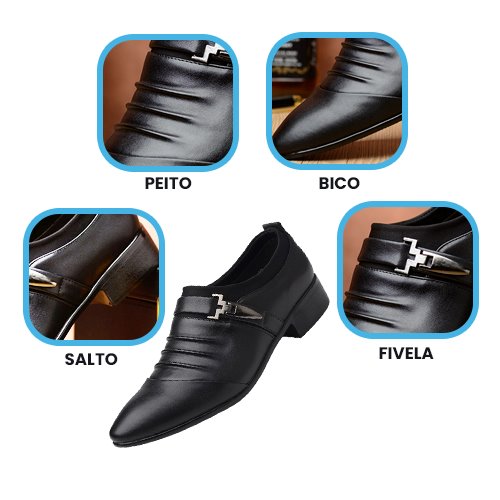 Sapato Social Masculino de Couro com Fivela SPM12 - Sapato Social Masculino de Couro com Fivela Casa Tech 