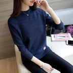 Suéter Feminino Tricot - Estilo Acadêmico JCF16 - Suéter Feminino Tricot - Estilo Acadêmico Casa Tech Azul M 