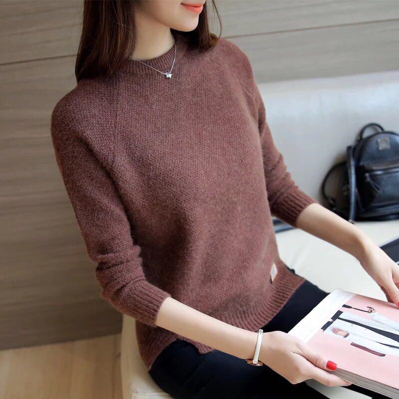 Suéter Feminino Tricot - Estilo Acadêmico JCF16 - Suéter Feminino Tricot - Estilo Acadêmico Casa Tech Marrom M 