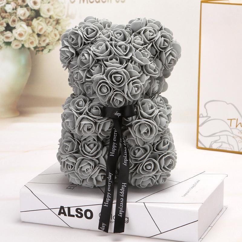 Teddy Flowers Urso De Rosas Luxuoso G1P33 - Teddy Flowers Casa Tech Loja Cinza 