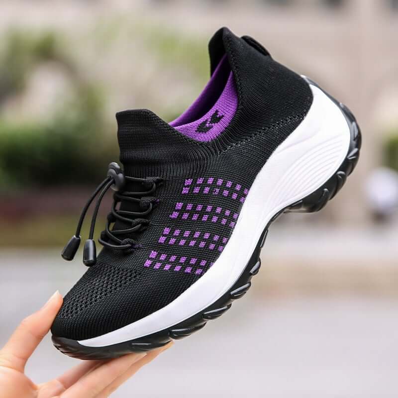 Tênis Ortopédico Feminino Macio Lilly G5P15 - Tênis Ortopédico Feminino Macio Lilly Casa Tech Loja Preto e Roxo 33 