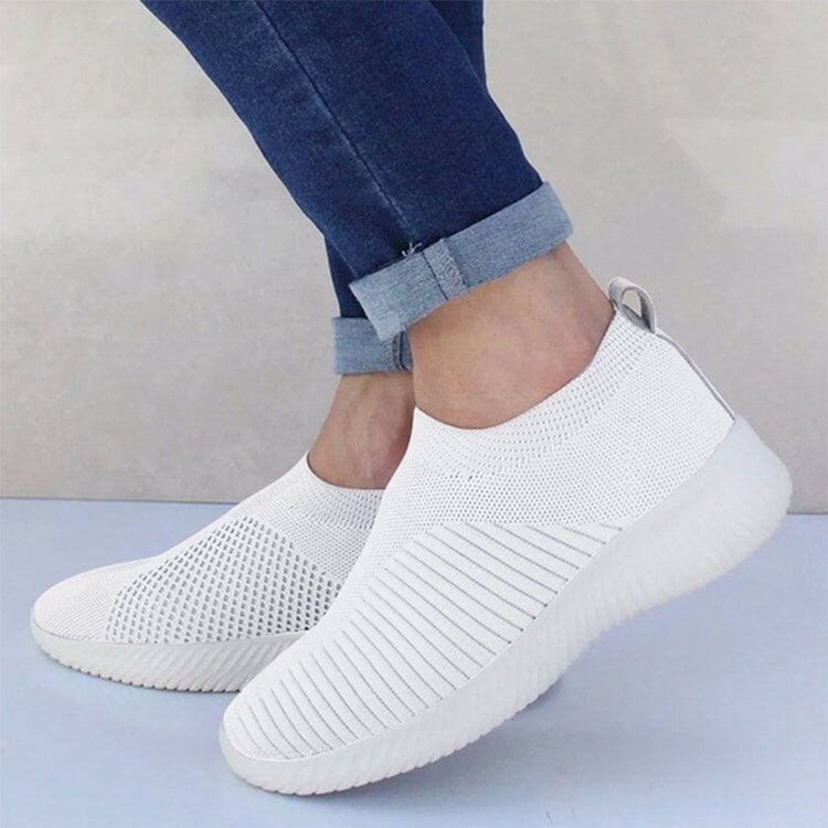 Tênis Ortopédico Feminino sem Cadarços TNF15-Tênis Ortopédico Feminino sem Cadarços Casa Tech Branco 33 