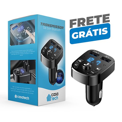 Transmissor de Som Bluetooth Automotivo ATC22 -Transmissor de Som Bluetooth Automotivo Casa Tech 