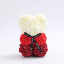 Urso De Rosas Romântico Teddy Flowers ROM05 - Teddy Flowers Casa Tech Branco Vermelho e Vinho 