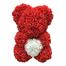 Urso De Rosas Romântico Teddy Flowers ROM05 - Teddy Flowers Casa Tech Vemelho e Branco 