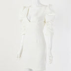 Vestido Branco Curto Manga Bufante Verão 2023 VEF1 - Vestido Branco Curto Manga Bufante Verão 2023 Casa Tech 