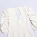 Vestido Branco Curto Manga Bufante Verão 2023 VEF1 - Vestido Branco Curto Manga Bufante Verão 2023 Casa Tech 