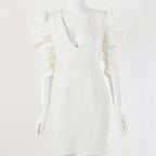 Vestido Branco Curto Manga Bufante Verão 2023 VEF1 - Vestido Branco Curto Manga Bufante Verão 2023 Casa Tech S 