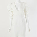 Vestido Branco Curto Manga Bufante Verão 2023 VEF1 - Vestido Branco Curto Manga Bufante Verão 2023 Casa Tech S 