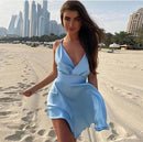 Vestido de Cetim Curto para Festa MODAF1 - Vestido de Cetim Curto para Festa Casa Tech Loja Azul S 