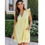 Vestido de Festa Curto Verão 2023 VEF03 - Vestido de Festa Curto Verão 2023 Casa Tech Amarelo PP 