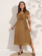 Vestido de Malha Soltinho VEF05 - Vestido de Malha Soltinho Casa Tech Khaki P 