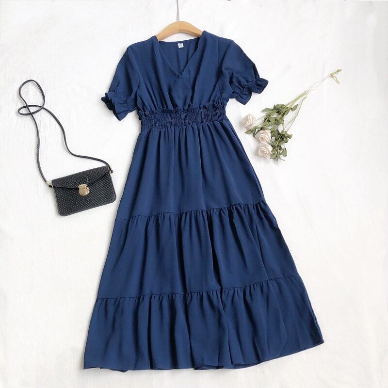 Vestido Midi Soltinho Verão VEF04 - Vestido Midi Soltinho Verão Casa Tech 