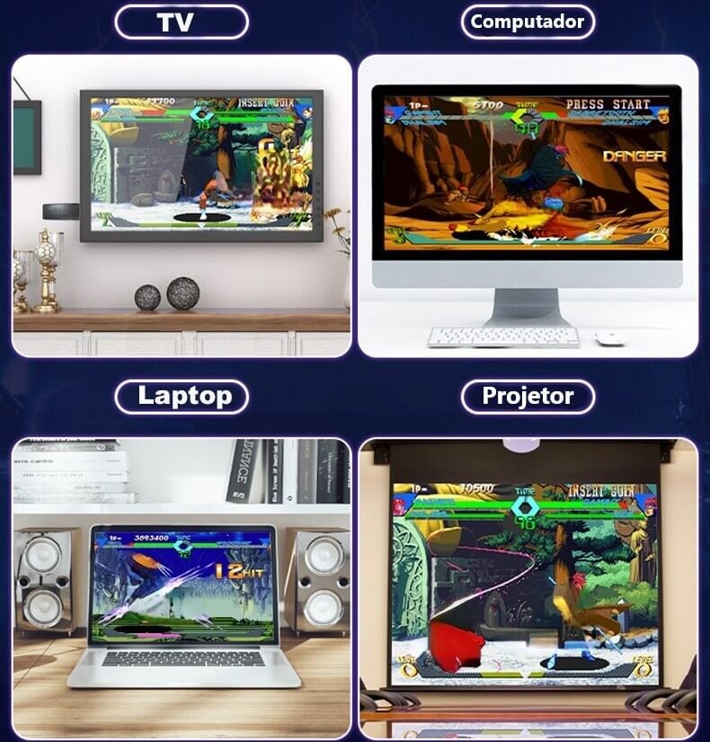 Video Game Stick Retrô com 10.000 Jogos Clássicos + 2 Controles Grátis AEV1 - Video Game Stick Retrô com 10.000 Jogos Clássicos + 2 Controles Grátis Casa Tech Loja 
